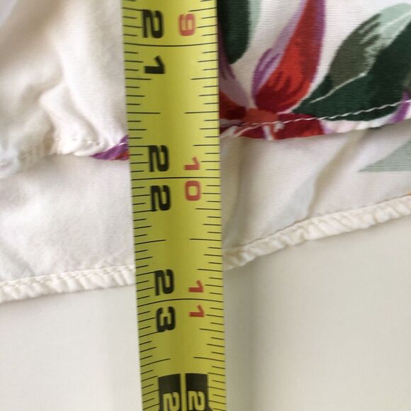 Old Navy Women’s White Floral Ruffle Flutter Short Sleeve Tropical Top Medium - Picture 8 of 14